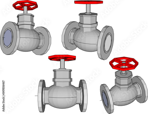 Vector illustration sketch of detailed design of stop valve faucet for water pipe
