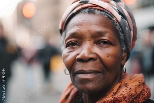 Portrait of an elderly African woman in a headscarf. © Ai
