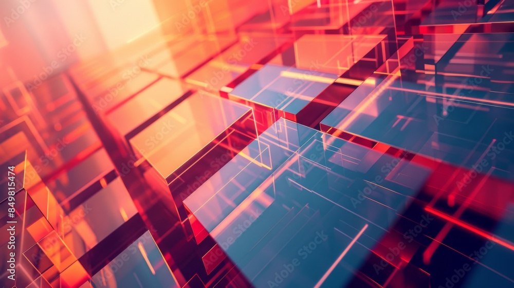 The image displays an abstract geometric pattern with a sharp red and blue color scheme creating a futuristic feel The image displays an abstract geometric pattern with a sharp red and blue color scheme creating a futuristic feel