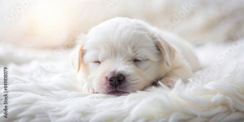 Cozy and peaceful white baby puppy sleeping comfortably, puppy, dog, pet, sleeping, cozy, peaceful, white, cute, adorable, comfort