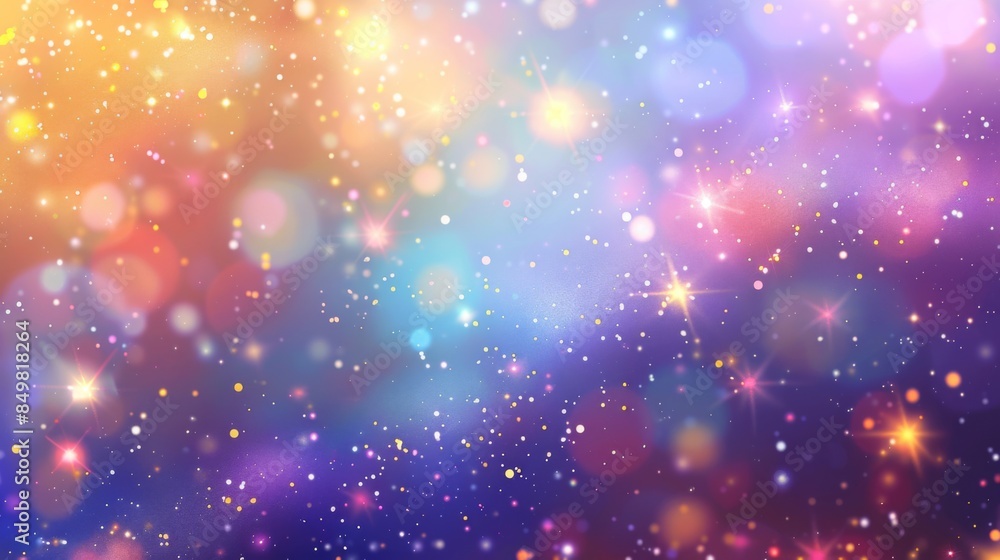 Fototapeta premium Sparkling, colorful bokeh effects create a vibrant, abstract background with a magical atmosphere