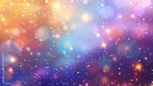 Sparkling, colorful bokeh effects create a vibrant, abstract background with a magical atmosphere