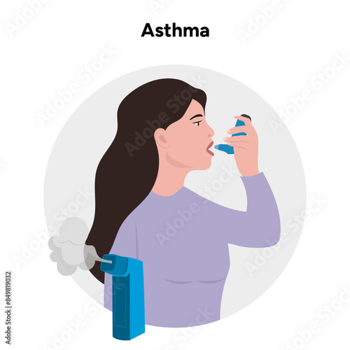 Woman and Inhaler from asthma