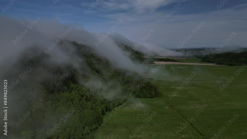 Mountain view with flowing cloud river Mountain view with flowing cloud river