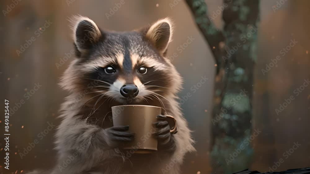 Cute Raccoon Holding a Coffee Mug with Ai generated.
Cute Raccoon Holding a Coffee Mug with Ai generated.