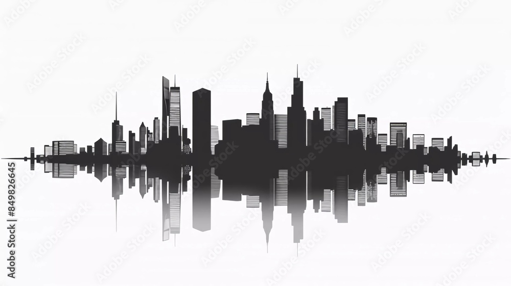 Fototapeta premium cityscape, vector icon, black silhouette on white background which is very beautiful