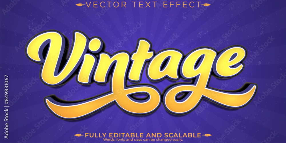 Obraz premium Retro sticker text effect, editable 70s and 80s text style
