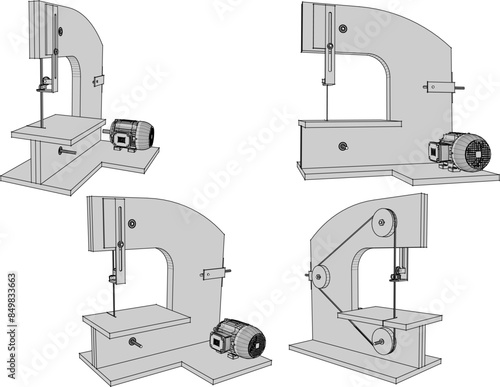 Vector illustration sketch of wood cutting machine design drawing for small industry