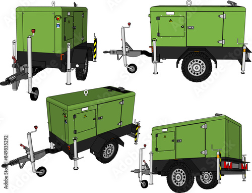 Vector illustration sketch of portable generator engine design for power generation