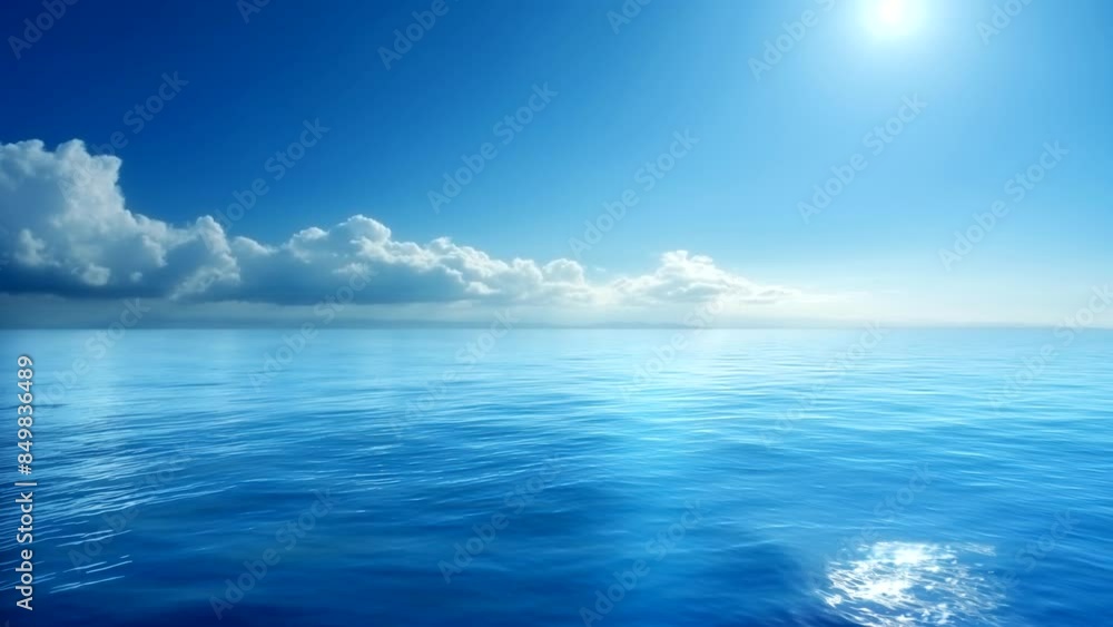 Calm ocean under blue sky in summer. Video background. Calm ocean under blue sky in summer. Video background.