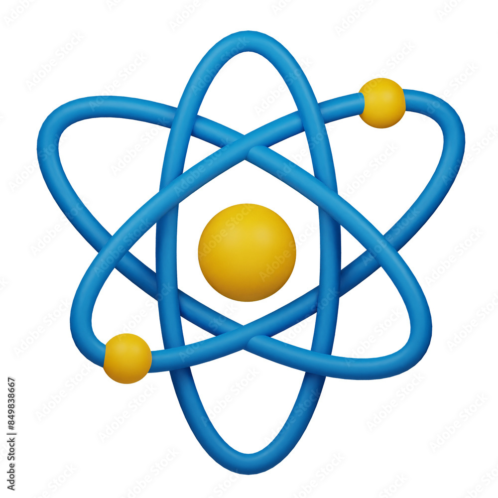 atom 3d icon isolated on the transparent background