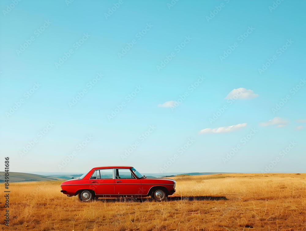 Fototapeta premium A car parked at a historic monument or landmark