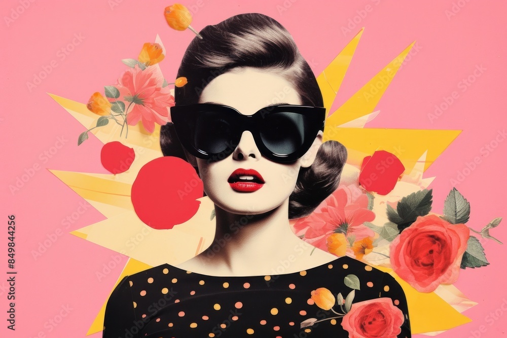 Obraz premium Birthday sunglasses portrait flower.