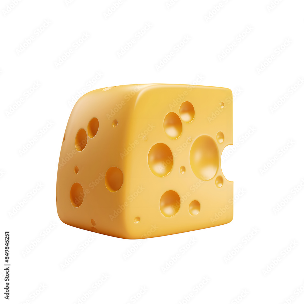 cheese realistic 3D isolated on transparent background. generative ai cheese realistic 3D isolated on transparent background. generative ai