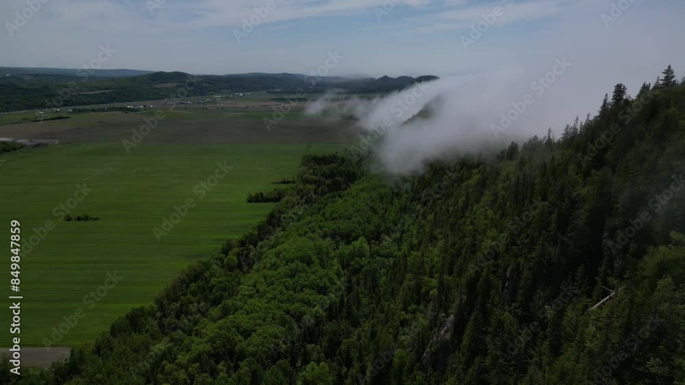 Mountain view with flowing cloud river Mountain view with flowing cloud river