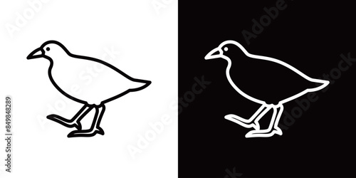 シンプルなヤンバルクイナのラインアイコン