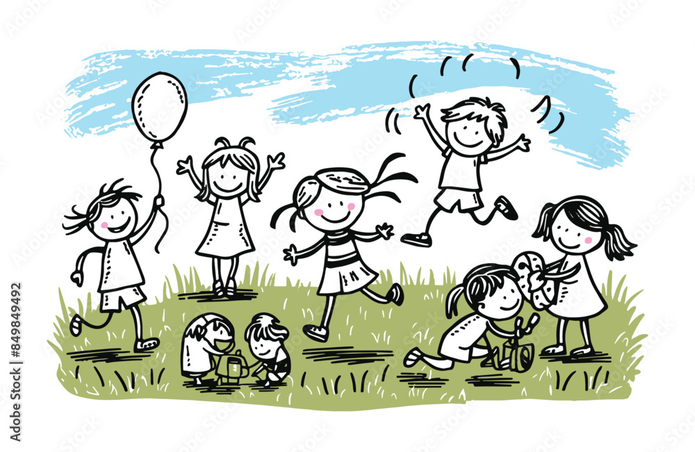 Obraz premium Kids playing in the garden