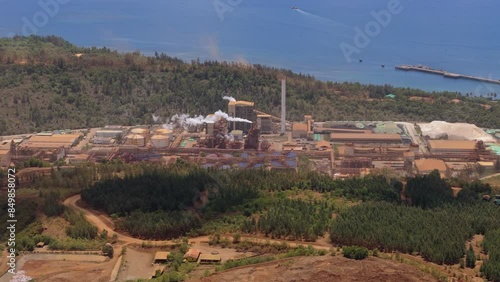 Aerial view of Taganito Mining in Claver Philippines and the Strip mining operation in progress for nickel.  Serious environmental damage.