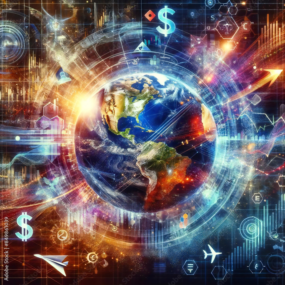 Global Financial Network and Technology Concept Global Financial Network and Technology Concept