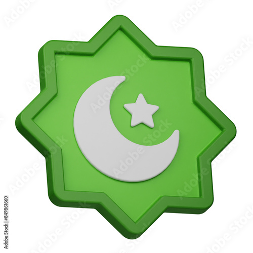 islamic ornament 3d icon isolated on the transparent background