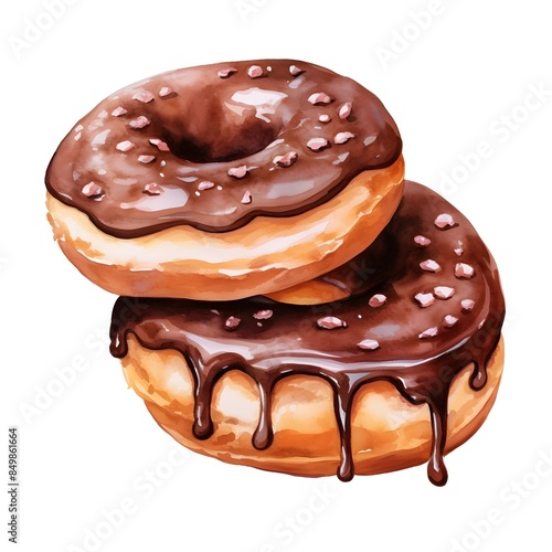 Wallpaper Mural Decadent Double Chocolate Donut with Watercolor Effect Torontodigital.ca