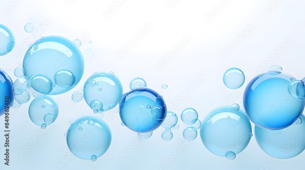 Floating Blue Bubbles in a Minimalist 3D Rendered Design Floating Blue Bubbles in a Minimalist 3D Rendered Design