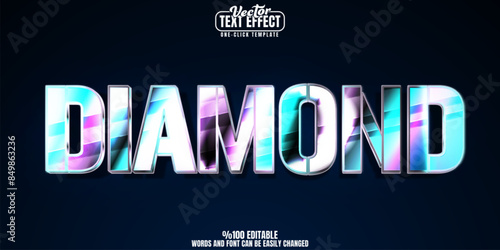 Diamond editable text effect, customizable gem and jewel 3d font style