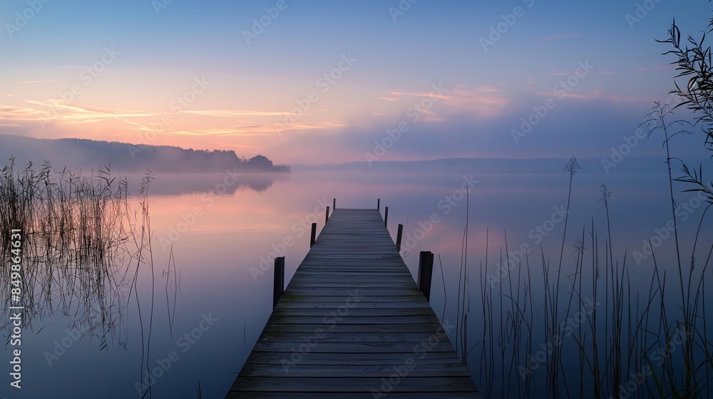 Fototapeta premium High-resolution photo of a serene lake at dawn