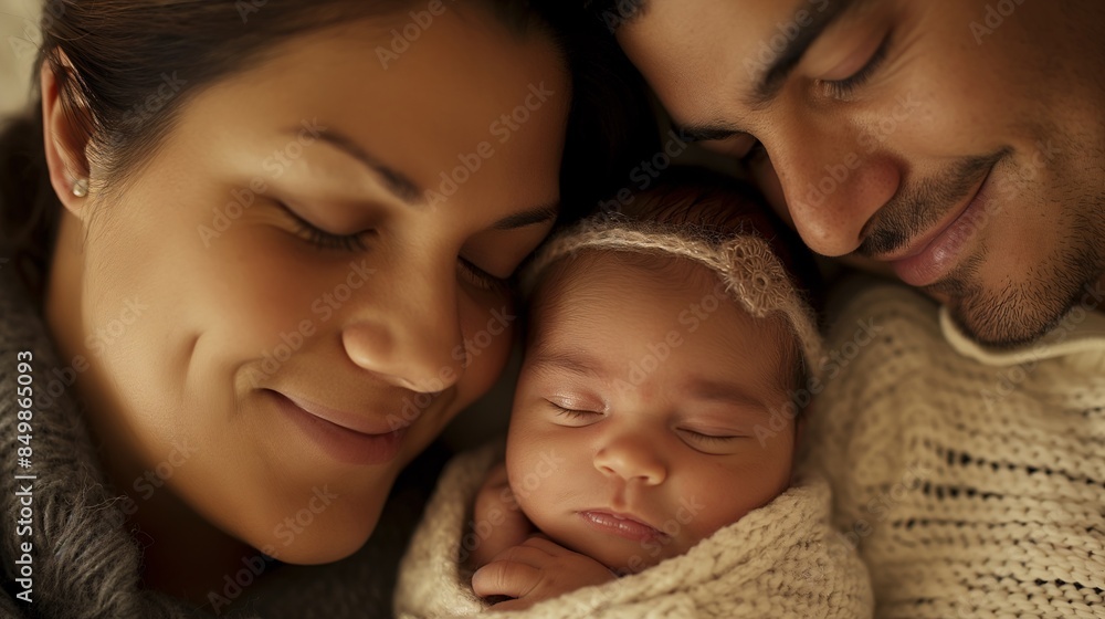 Sharp photo of a newborn baby with parents Sharp photo of a newborn baby with parents