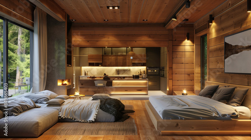 beautiful wooden home interior design 