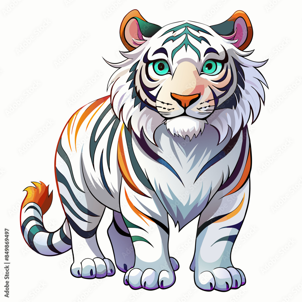 Fototapeta premium Tiger ,real style, white background