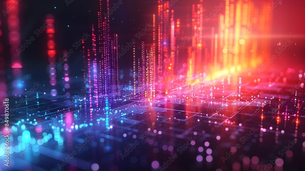 Vibrant Digital Display of Financial Data and Market Trends with Colorful Lines and Bar Charts Vibrant Digital Display of Financial Data and Market Trends with Colorful Lines and Bar Charts