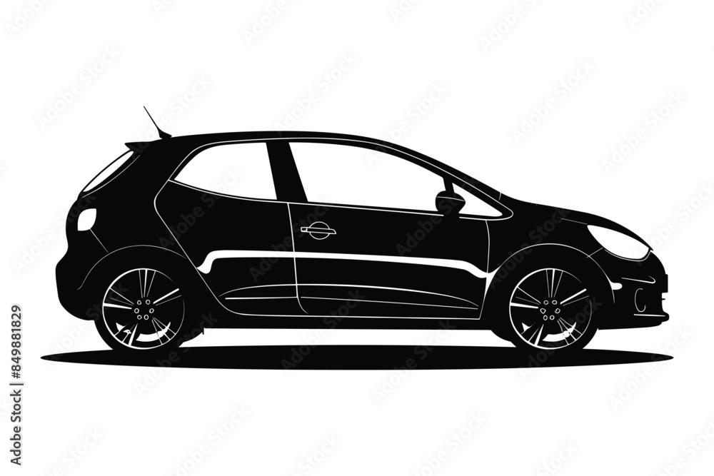 Obraz premium Compact car graphic silhouette vector