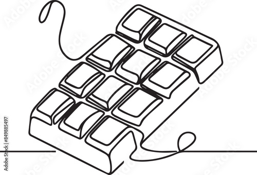 Continuous one line art illustration of chocolate bar
