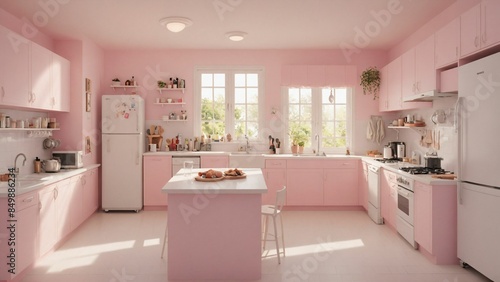 modern prink kitchen interior