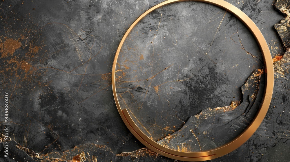 Abstract Circle with Gold Foil and Stone Effect Wall Background for Interior Decoration Abstract Circle with Gold Foil and Stone Effect Wall Background for Interior Decoration