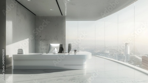Modern Office Desk with City View
