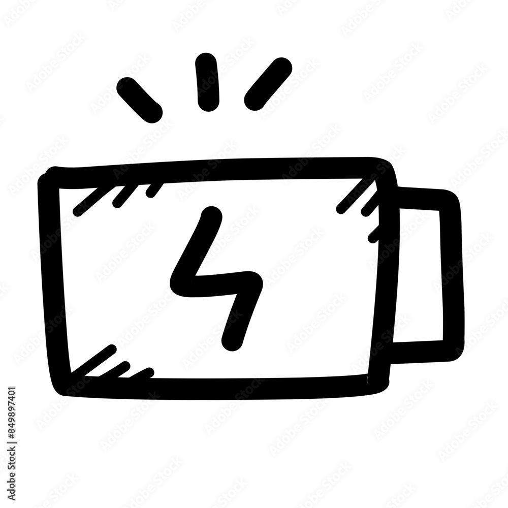 Hand drawn mobile battery doodle 