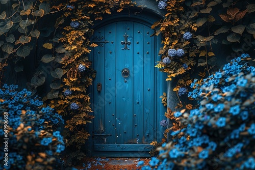 door house entrance architecture old home wooden wall garden vintage exterior plant building stone nature green