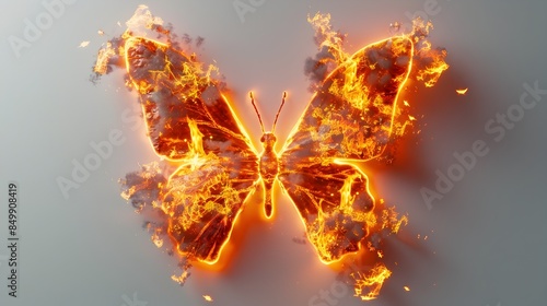 Fiery Butterfly - Captivating Digital Artwork of Flames Shaped as a Butterfly photo