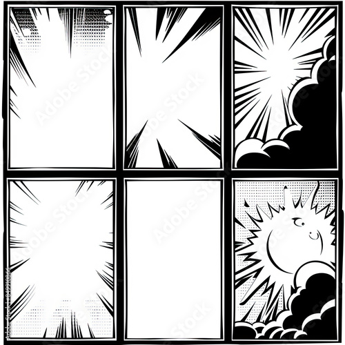 Obraz na płótnie Black and white comic template, retro style, clean lines, clear separations, diverse configurations. w salonie
