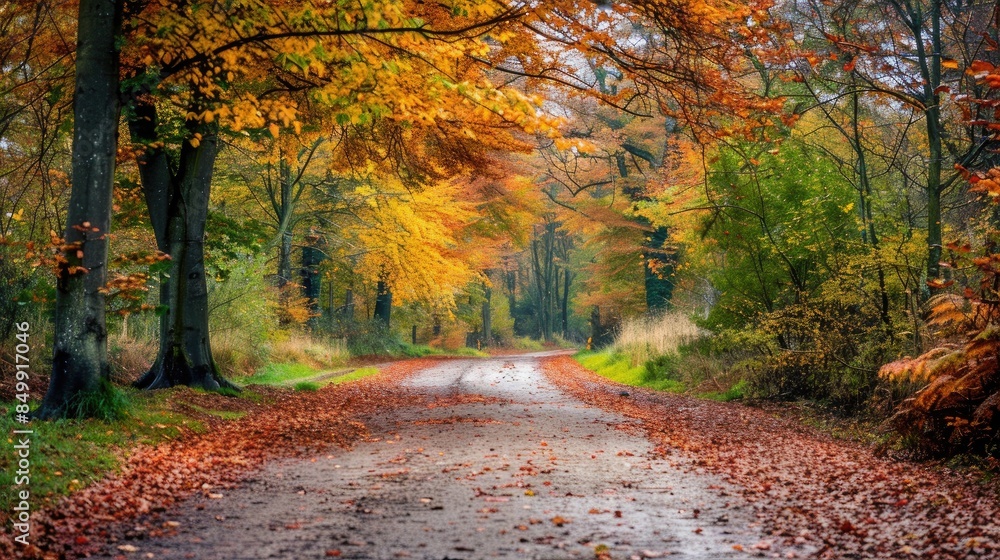 Obraz premium A Colorful Autumn Landscape Road