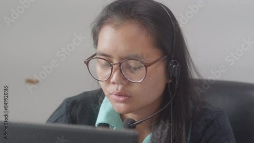 operator is talking and coordinating with the customer.