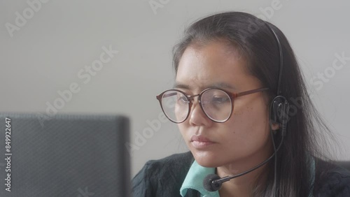 operator is talking and coordinating with the customer.