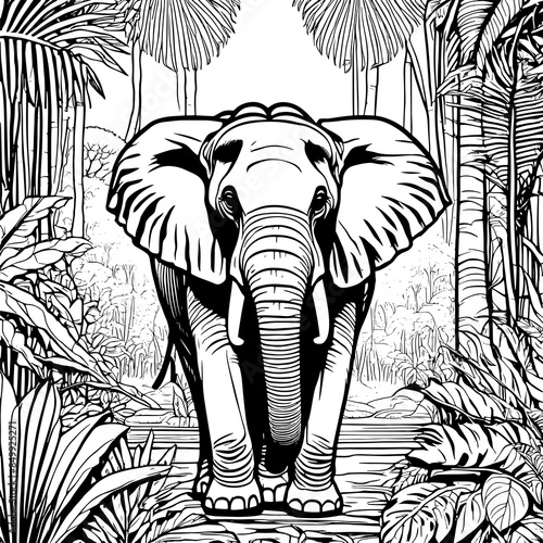 Elephant In Safari Jungle