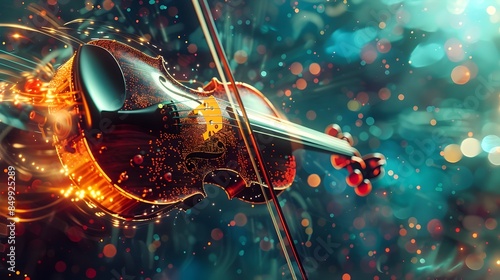 Cyber Digital Virtuoso Channeling Musical Brilliance with Sonorous Violin Performance photo