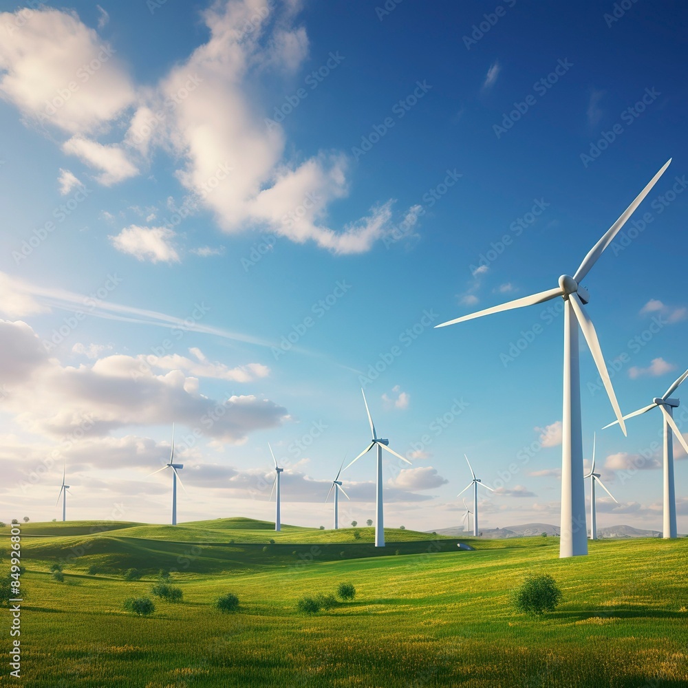 photo of a wind turbine farm with turbines spinning in the breeze photo of a wind turbine farm with turbines spinning in the breeze