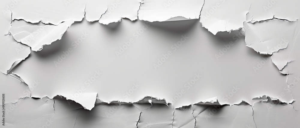 White Ripped Text Background Ripped white paper background with copy space for text, isolated on a ...