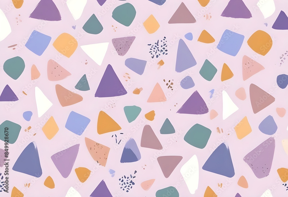 Colorful abstract shapes and lines on a light background, creating a playful and whimsical pattern
