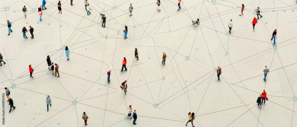 Large group of simple people shapes connected by lines Large group of simple people shapes connected by lines